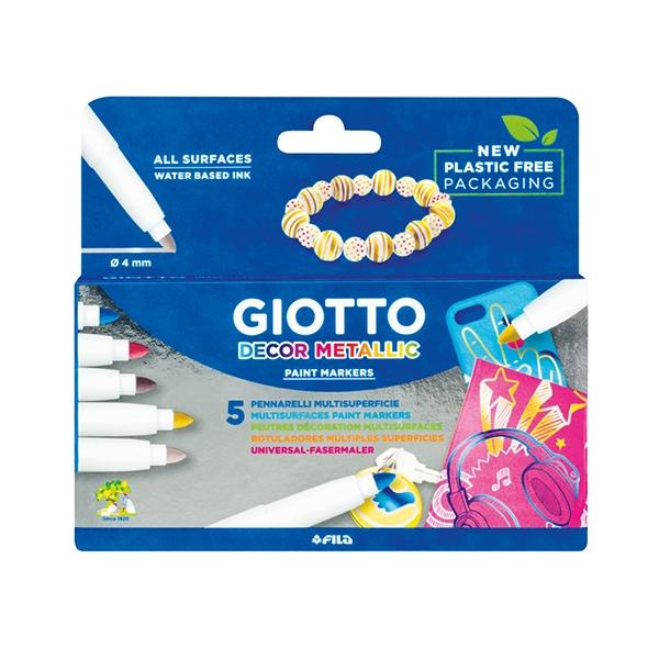 GIOTTO ROTULADOR DECORATIVOS C/ 5 TINTA METALIZADA COLORES SURTIDOS