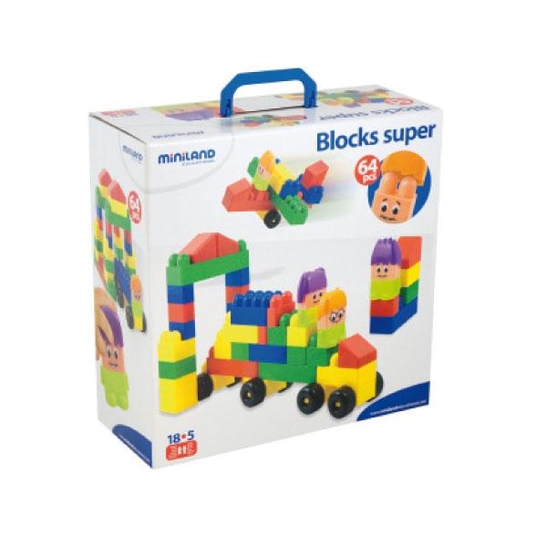 ML CONSTRUCCIONES GRANDES BLOCKS SUPER CON PERSONAJES 1-5 AÑOS MALETA 64 PIEZAS