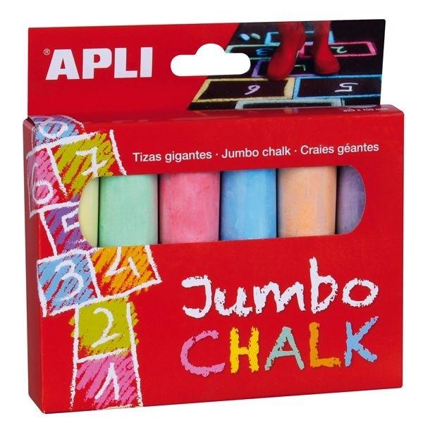 APLI TIZA 14367 REDONDAS JUMBO PACK 6 COLORES SURTIDOS