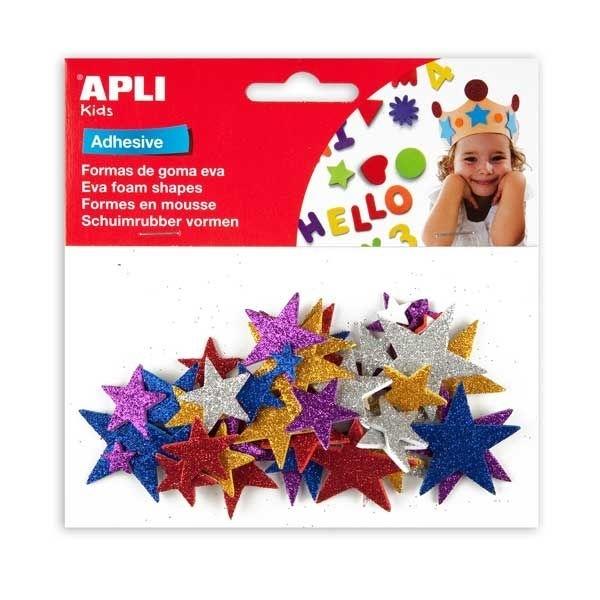 APLI GOMA EVA FORMAS ESTRELLAS PURPURINA C/50 PCS