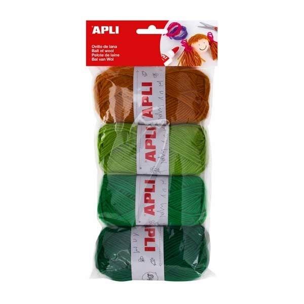 APLI OVILLOS DE LANA 50G BOLSA 4 TONOS VERDE