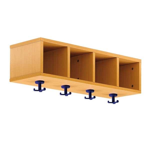 TAGAR MUEBLE CASILLERO PERCHERO MELAMINA 4 HUECOS Y 4 PERCHAS AZULES 82X42X28CM DESMONTADO HAYA