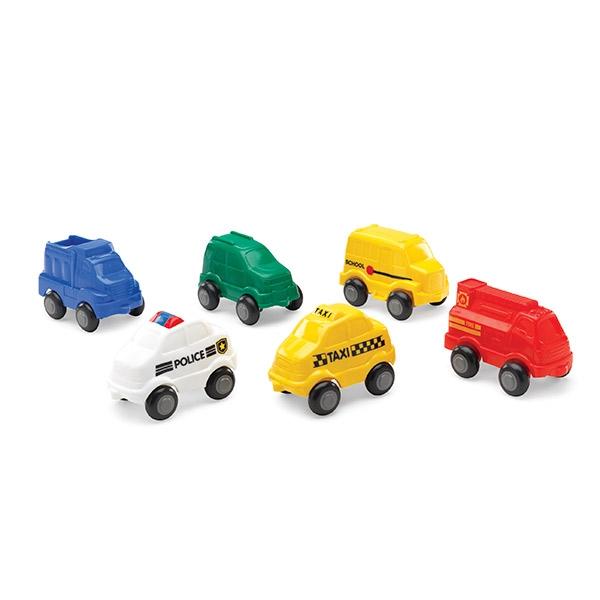 ANDREU VIKINGTOYS VEHÍCULOS BUCKET POLICÍAS, BOMBEROS, TAXIS Y AUTOBÚS ESCOLAR 10CM PAQ.15