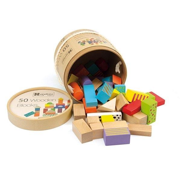 ANDREUTOYS JUEGO CONSTRUCCIÓN  50 PIEZAS MADERA COLORES