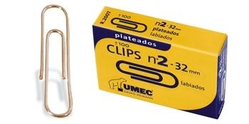 UMEC CLIPS LABIADOS REDONDOS NIQUELADOS Nº 1'5 - CAJA 100u.