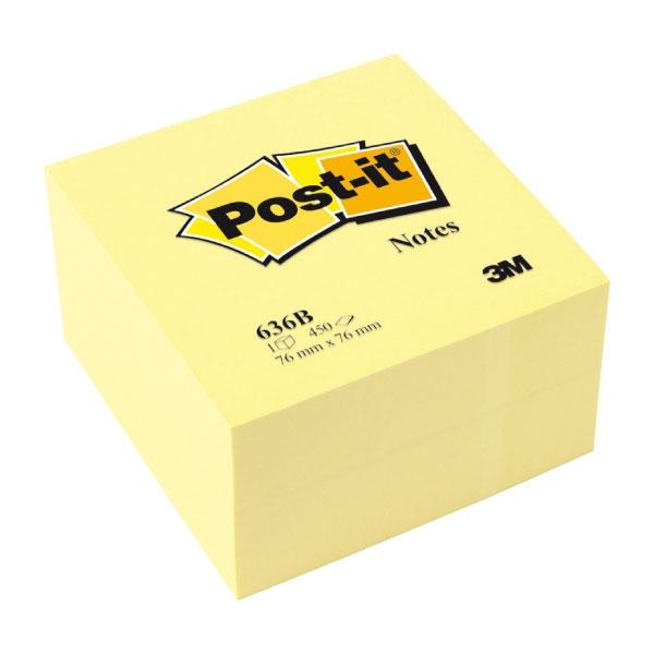 3M POST-IT CUBO  636-B AMARILLO / 450h. 76X76