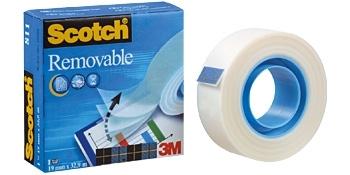 3M CINTA  ADH. SCOTCH 811 19MMX33 INVISIBLE REMOVIBLE