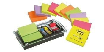 3M POST-IT R300 NR PACK 12+DISPENSADOR+BANDERITAS DS-100VP