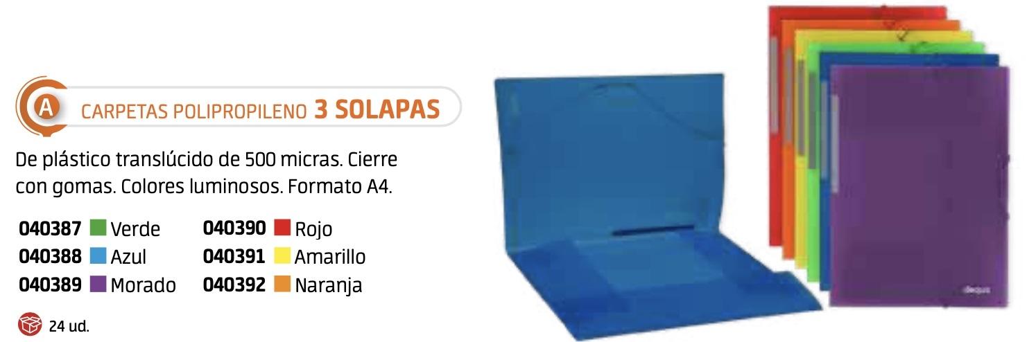 DEQUA CARPETA FOLIO PLASTICO SOLAPAS Y GOMAS