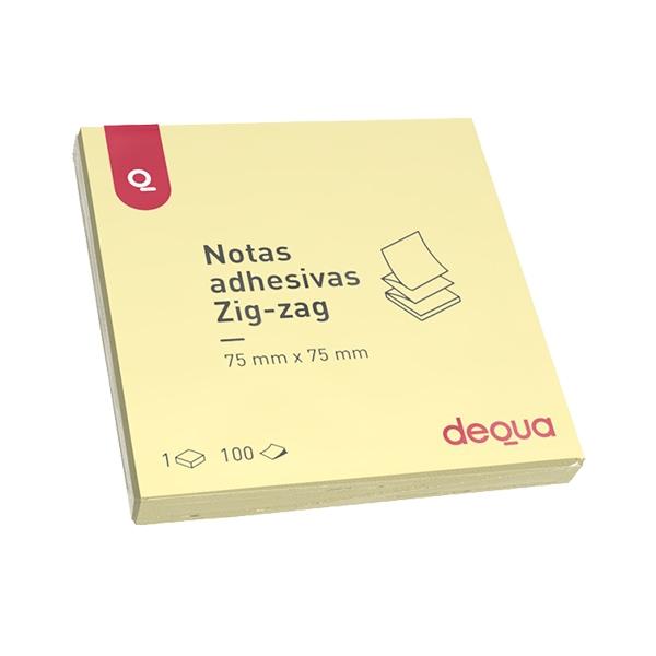 DEQUA NOTAS ADH. ZIG-ZAG 75X75MM AMARILLO 100H.