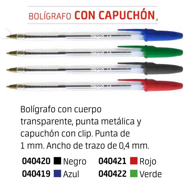 DEQUA BOLIGRAFO CAPUCHON TINTA DE ACEITE PUNTA 1,0MM TRAZO 0,4MM