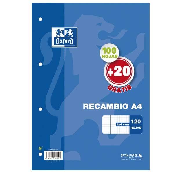 OXFORD RECAMBIO A-4 100H.+20H. 4T. 90 GR.