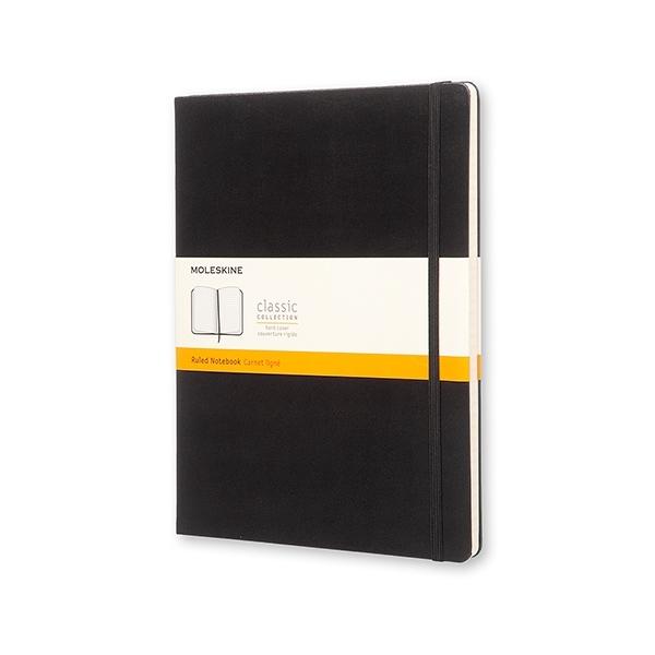 CUADERNO CLASICO TAPA DURA NEGRA XL RAYAS