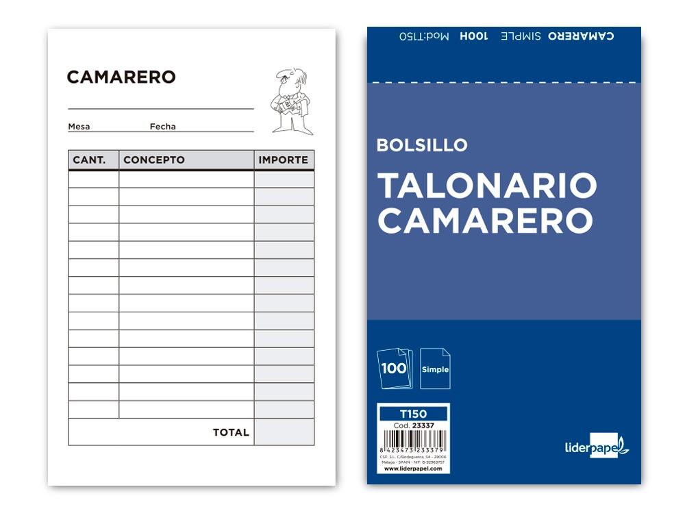 LIDERPAPEL TALONARIO Nº 150 CAMARERO BOLSILLO SIMPLE