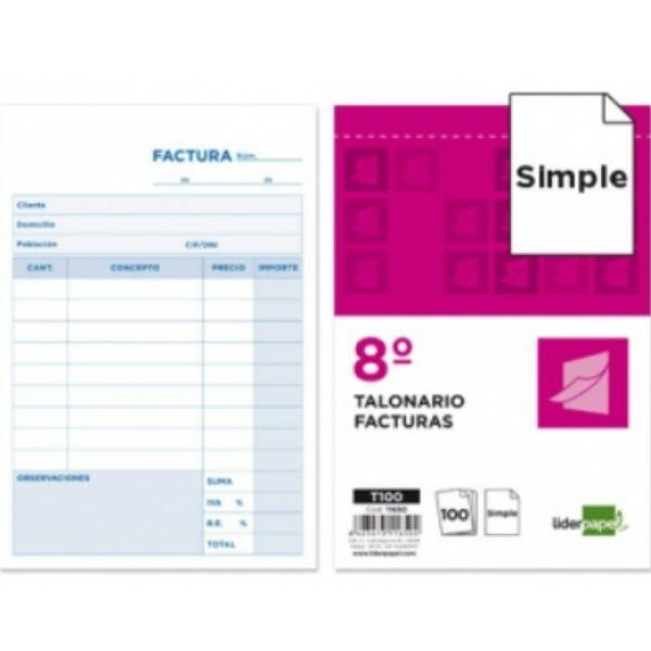 LIDERPAPEL TALONARIO Nº 100 FACTURAS OCTAVO SIMPLE