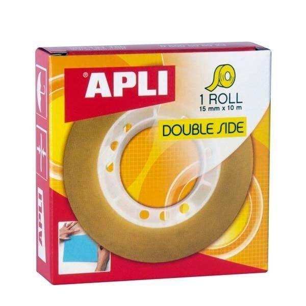 APLI CINTA ADHESIVA 15MMX10M DOBLE CARA TRANSPARENTE