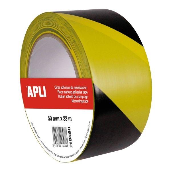 APLI CINTA SEÑALIZACION 50MMX33 M. AMA/NEG PVC 160MIC