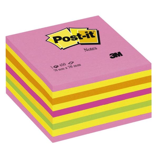 3M POST-IT CUBO 76X76 MM. NEON 450 HOJAS