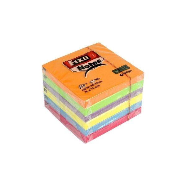 FIXO NOTAS 76X76 MM. COLORES NEON PACK 6 UNID.