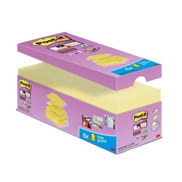 3M BLOCS Z-NOTAS POST-IT SUPER STICKY 14+2+4 GRATIS 76X76MM AMARILLO P/20