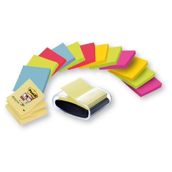 3M POST-IT 76X76 ZIG-ZAG COLORES SURT. PACK 14 + DIPENSADOR PRO