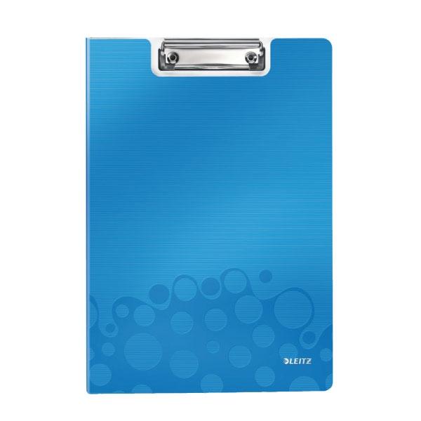 LEITZ CARPETA CON PINZA WOW CON TAPA CAPACIDAD  75H MÁS 10 HOJAS EN LA FUNDA. A4 AZUL METALIZADO