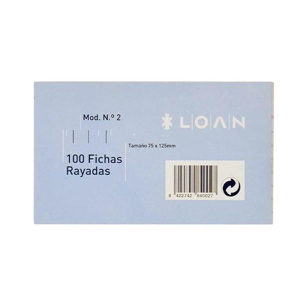 LOAN FICHA RAYADA Nº 2  7,5X12,5CM P/100 UNID.