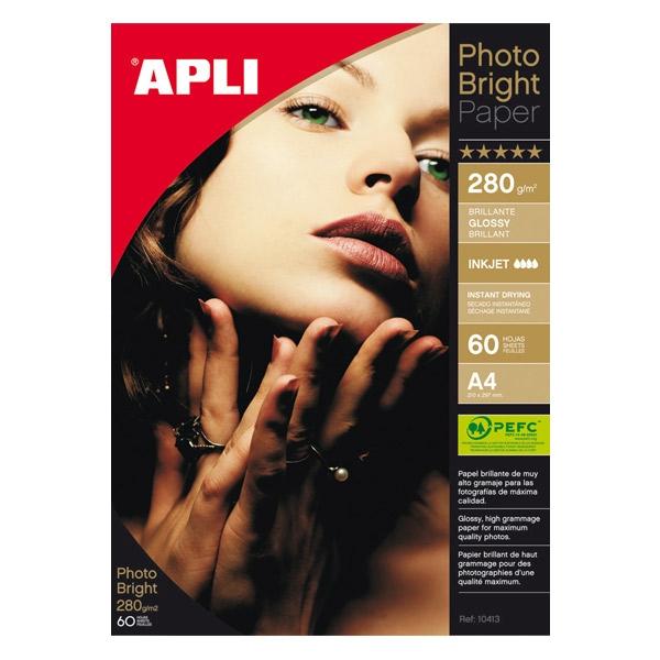 APLI PAPEL FOTOGRAFICO PHOTO BRIGHT PRO 280GR A4 GLOSSY PACK 60H