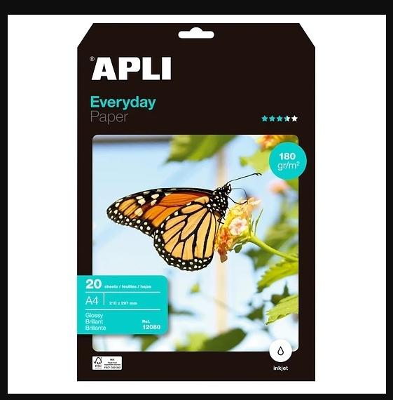 APLI PAPEL FOTOGRAFICO EVERYDAY 180GR A4 GLOSSY PACK 20H