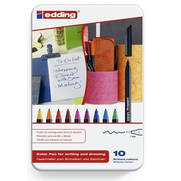 EDDING ROTULADOR 1200 COLORES SURTIDOS 10 UNID. CAJA LATA