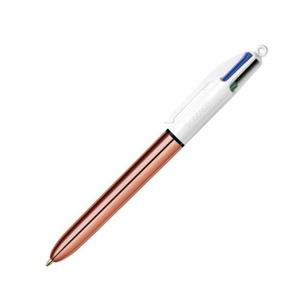 BIC BOLIGRAFO 4 COLORES RETRACTIL SHINE ROSE GOLD