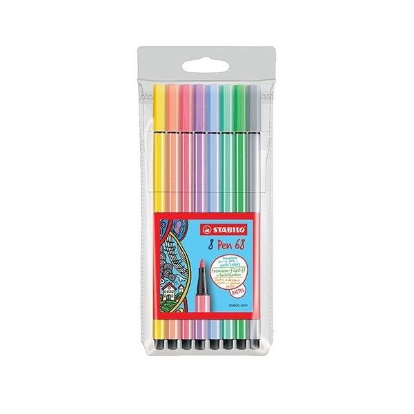 STABILO PLASTICO PEN 68 COLORES PASTEL P/8