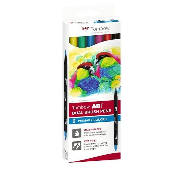 TOMBOW ROTULADOR DOBLE PINCEL DUAL BRUSH C/6 COLORES PRIMARIOS