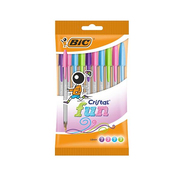 BIC BOLIGRAFO CRISTAL FUN C/10 TRAZO 0,6MM COLORES SURTIDOS