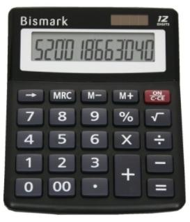 BISMARK CALCULADORA 12 DIGT. MEDIANA NEGRA