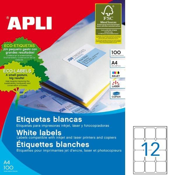 APLI ETIQ. ADH. 02416 BLANCAS 63,5X72MM C/100 H. 1200 U.