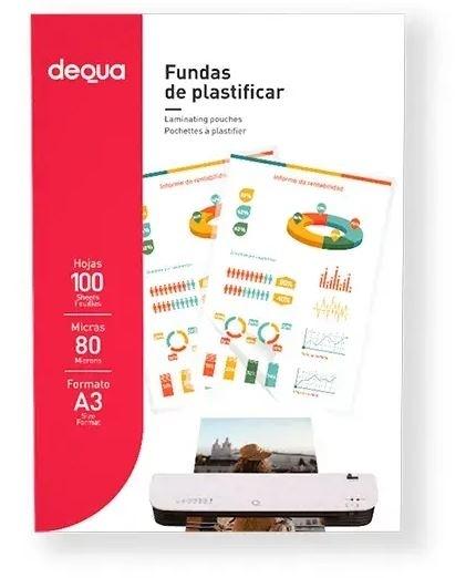 DEQUA CARPETA PLASTIFICACION DIN A-3  80 MIC C/100