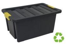 A.2000 CAJA ALMACENAJE 55L 430X630X300MM C/TAPA ECO APILABLE  NEGRO