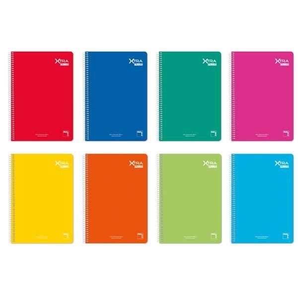 PACSA BLOC FOLIO TAPA DURA XTRA PLUS 80H 90 GR PAUTA 2,5MM COLORES SURTIDOS