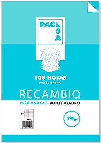 PACSA RECAMBIO FOLIO 100 H MULTITALADRO CUADRICULA 4x4