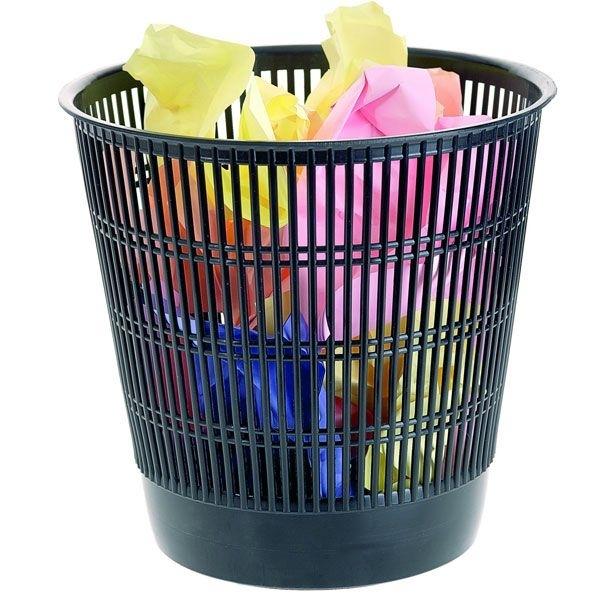 PAPELERA 3001 POLIETILENO REJILLA APILABLE 13L NEGRO